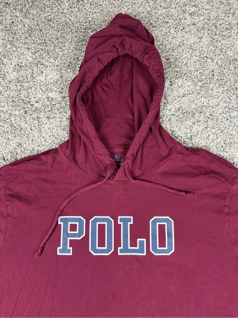 Sz 2XL Men’s Polo Ralph Lauren Lightweight Long Sleeve Hooded Shirt Burgundy